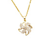 Necklace Copper Inlaid Zircon Four Leaf Clover Pendant With Titanium Steel Chain Electroplating Design For Women