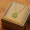 Necklace Copper Inlaid Zircon Four Leaf Clover Pendant With Titanium Steel Chain Electroplating Design For Women