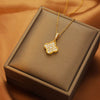 Necklace Copper Inlaid Zircon Four Leaf Clover Pendant With Titanium Steel Chain Electroplating Design For Women
