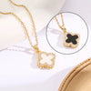 Necklace Copper Inlaid Zircon Four Leaf Clover Pendant With Titanium Steel Chain Electroplating Design For Women