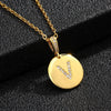 Necklace Copper Inlaid Zircon Letter Geometric Oshaped Titanium Steel Chain Unisex Stylish