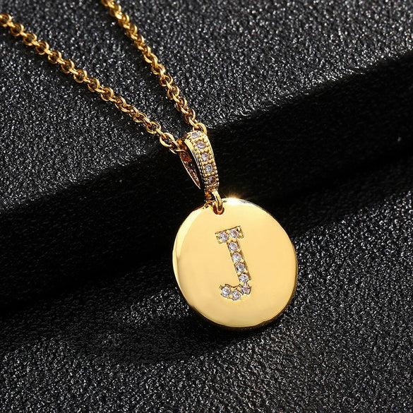 Necklace Copper Inlaid Zircon Letter Geometric Oshaped Titanium Steel Chain Unisex Stylish