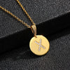 Necklace Copper Inlaid Zircon Letter Geometric Oshaped Titanium Steel Chain Unisex Stylish