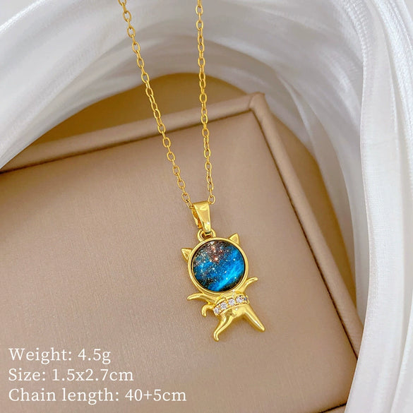 Necklace Copper Microinlaid Cross Stainless Steel Animal Zodiac Cartoon Minimalist Style Unisex