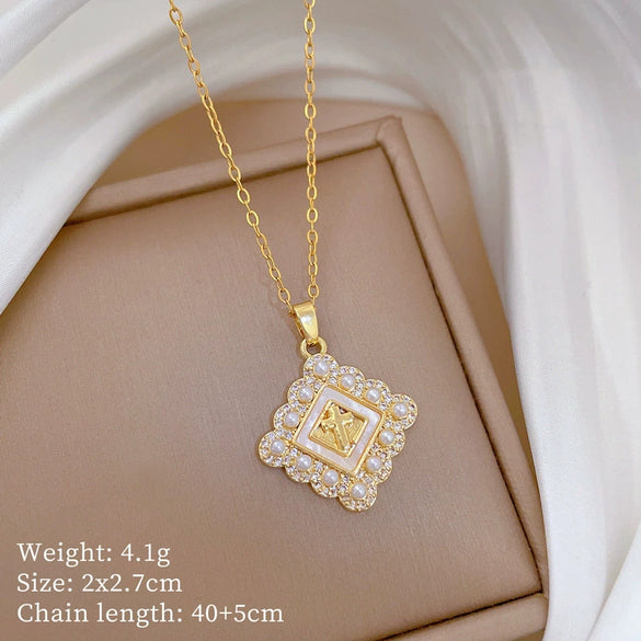 Necklace Copper Microinlaid Cross Stainless Steel Animal Zodiac Cartoon Minimalist Style Unisex