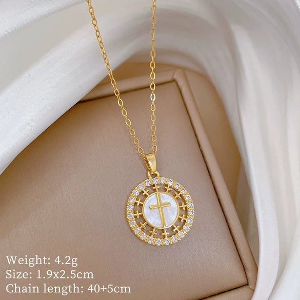 Necklace Copper Microinlaid Cross Stainless Steel Animal Zodiac Cartoon Minimalist Style Unisex