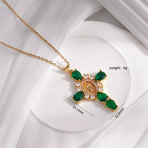 Necklace Copper Microinlaid Zircon Electroplating Ochain Women's Light Luxury Cross