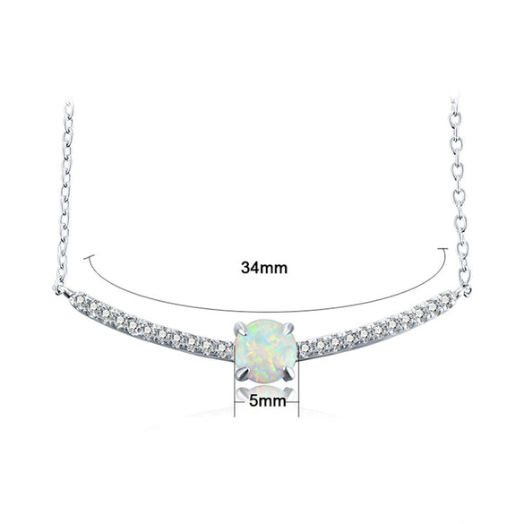 Necklace Copper Microinlaid Zircon Opal Geometric Style For Women