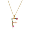 Necklace Copper Mixed Gem Inlaid English Letter Ochain Color Retention Electroplating Unisex
