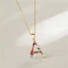 Necklace Copper Mixed Gem Inlaid English Letter Ochain Color Retention Electroplating Unisex