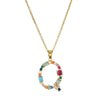 Necklace Copper Mixed Gem Inlaid English Letter Ochain Color Retention Electroplating Unisex