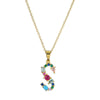 Necklace Copper Mixed Gem Inlaid English Letter Ochain Color Retention Electroplating Unisex
