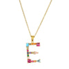 Necklace Copper Mixed Gem Inlaid English Letter Ochain Color Retention Electroplating Unisex