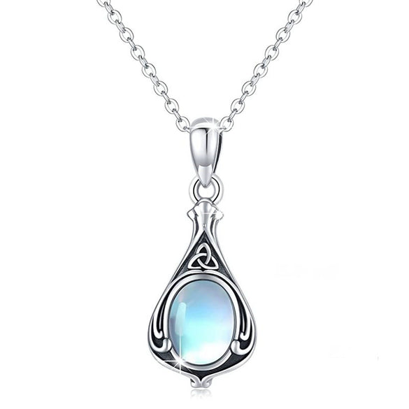 Necklace Copper Mixed Gem Inlaid Geometric Pattern Antique Silver Pendant Ochain For Women