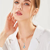 Necklace Copper Mixed Gem Inlaid Geometric Pattern Antique Silver Pendant Ochain For Women