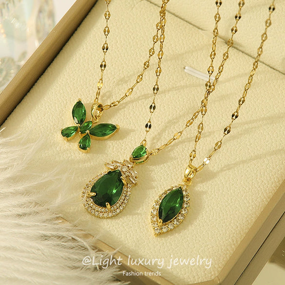 Necklace Copper Mixed Gem Inlay Constellation Doll Crown Heart Fruit Flowers Bow Insects Cartoon Characters Leaves Wave Rhombus Ushape Star Electroplated For Women