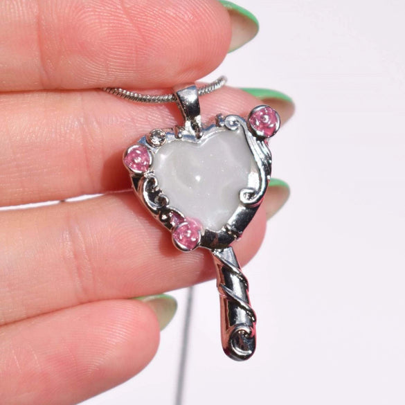 Necklace Copper Mixed Gem Inlay Diamond Heart Shape Cute Style