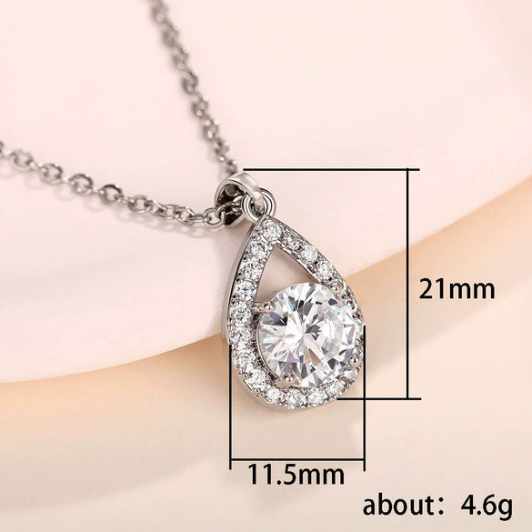Necklace Copper Mixed Gem Inlay Drop Shape Zircon Simple Style