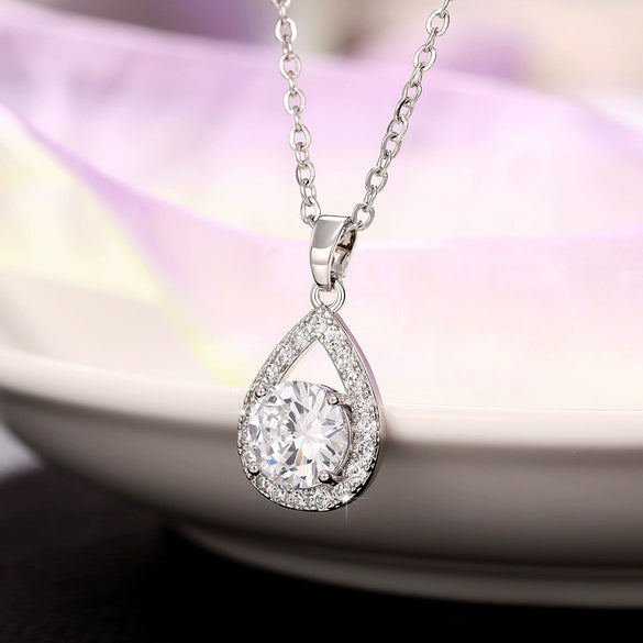 Necklace Copper Mixed Gem Inlay Drop Shape Zircon Simple Style