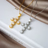 Necklace Copper Mixed Gem Inlay Geometric Light Luxury Electroplating Ochain Pendant For Women