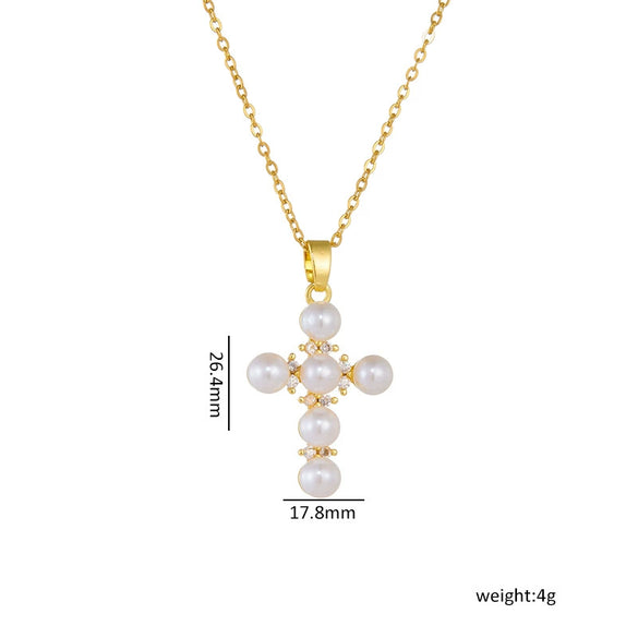 Necklace Copper Mixed Gem Inlay Geometric Light Luxury Electroplating Ochain Pendant For Women