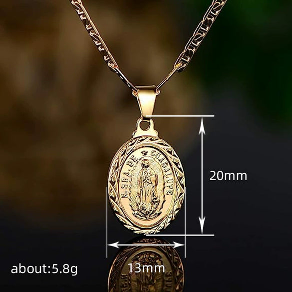 Necklace Copper Mixed Gem Inlay Geometric Oval Pendant Electroplating Unisex
