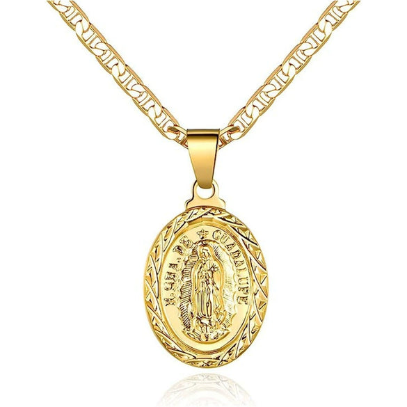 Necklace Copper Mixed Gem Inlay Geometric Oval Pendant Electroplating Unisex