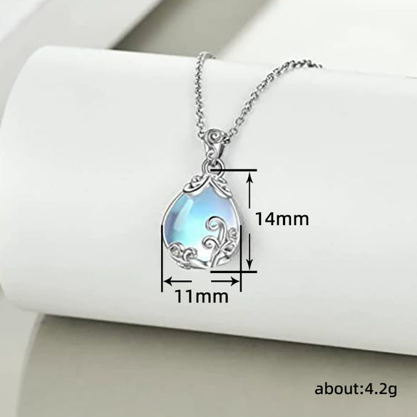 Necklace Copper Mixed Gem Inlay Retro Pattern Vine Flowers Drop Shape Design For Women