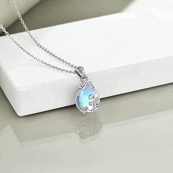 Necklace Copper Mixed Gem Inlay Retro Pattern Vine Flowers Drop Shape Design For Women