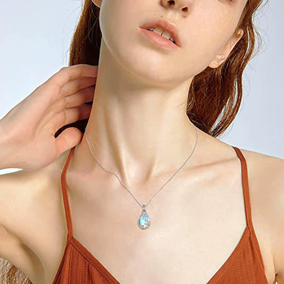 Necklace Copper Mixed Gem Inlay Vintage Pattern Flower Dropshaped Design