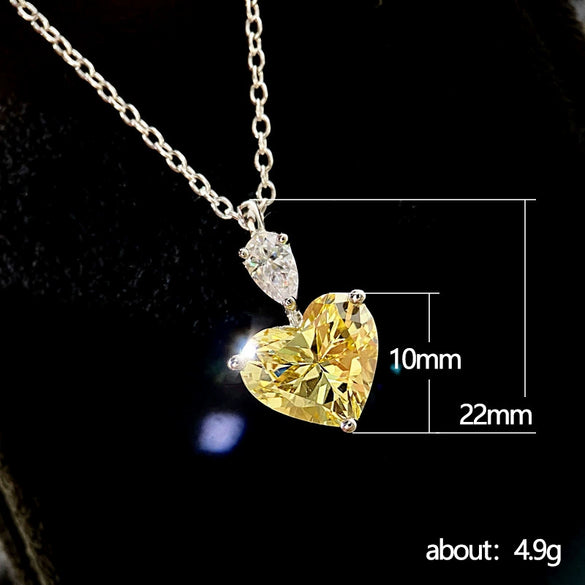 Necklace Copper Mixed Gem Inlay Zircon Heart Shape Cold Style Light Luxury Niche