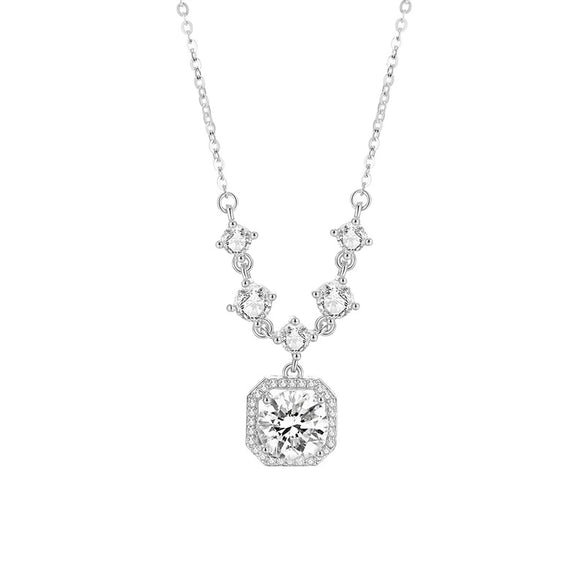 Necklace Copper Mixed Gemstone Geometric Zirconia Women's