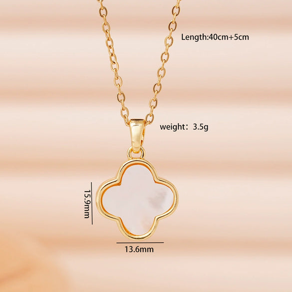 Necklace Copper Mixed Gemstone Inlay Geometric Four Leaf Clover Electroplating For Women