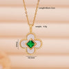 Necklace Copper Mixed Gemstone Inlay Geometric Four Leaf Clover Electroplating For Women