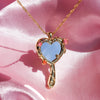 Necklace Copper Mixed Gemstone Inlay Heart Shape Diamond Style