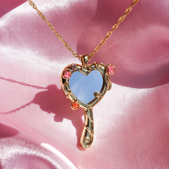 Necklace Copper Mixed Gemstone Inlay Heart Shape Diamond Style