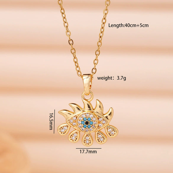 Necklace Copper Mixed Gemstone Inlay Heart Shape Electroplating Light Luxury Style For Women