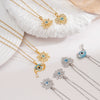 Necklace Copper Mixed Gemstone Inlay Heart Shape Electroplating Light Luxury Style For Women