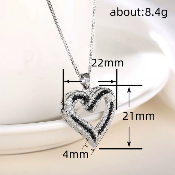 Necklace Copper Mixed Gemstone Inlay Heart Shape Zircon Design For Women