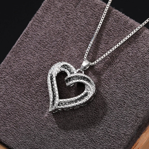 Necklace Copper Mixed Gemstone Inlay Heart Shape Zircon Design For Women
