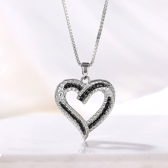 Necklace Copper Mixed Gemstone Inlay Heart Shape Zircon Design For Women