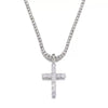 Necklace Copper Mixed Gemstone Inlay Hiphop Style Twist Chain Cross Pendant