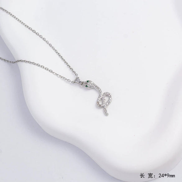 Necklace Copper Mixed Gemstone Setting Animal Zodiac Electroplating O Word Chain Jewelry For Women