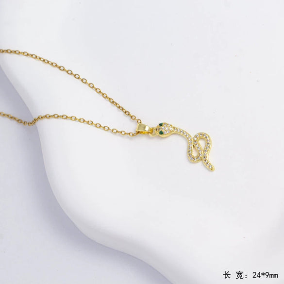 Necklace Copper Mixed Gemstone Setting Animal Zodiac Electroplating O Word Chain Jewelry For Women