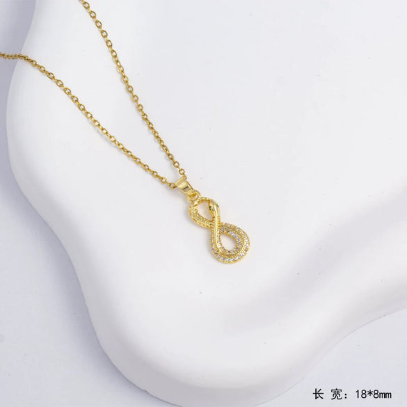 Necklace Copper Mixed Gemstone Setting Animal Zodiac Electroplating O Word Chain Jewelry For Women