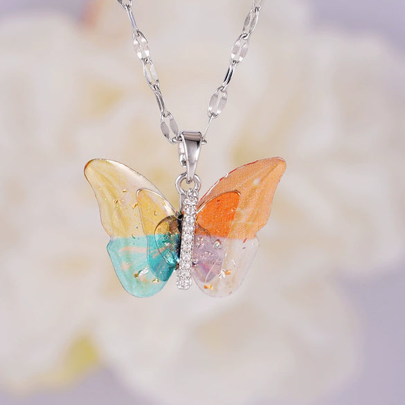 Necklace Copper Mixed Gemstone Setting Electroplating Animal Insect Butterfly Jewelry For Women