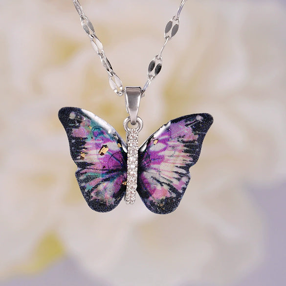 Necklace Copper Mixed Gemstone Setting Electroplating Animal Insect Butterfly Jewelry For Women