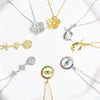 Necklace Copper Mixed Gemstone Setting Electroplating Simple Fashion Pendant O Word Chain Jewelry For Women