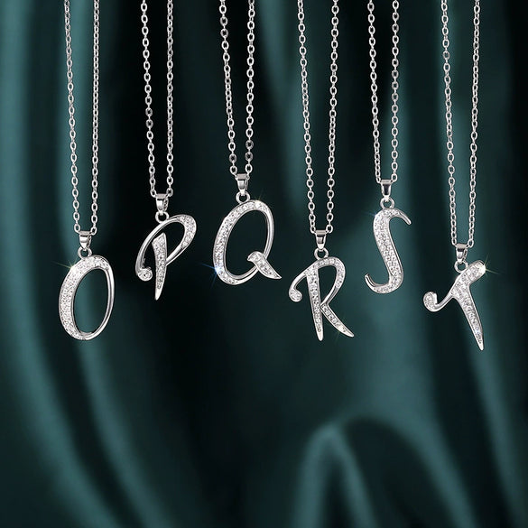 Necklace Copper Mixed Gemstone Setting Geometric Letters Style Zirconia