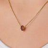 Necklace Copper Mixed Gemstone Setting Geometric Pendant O Word Chain With Diamonds